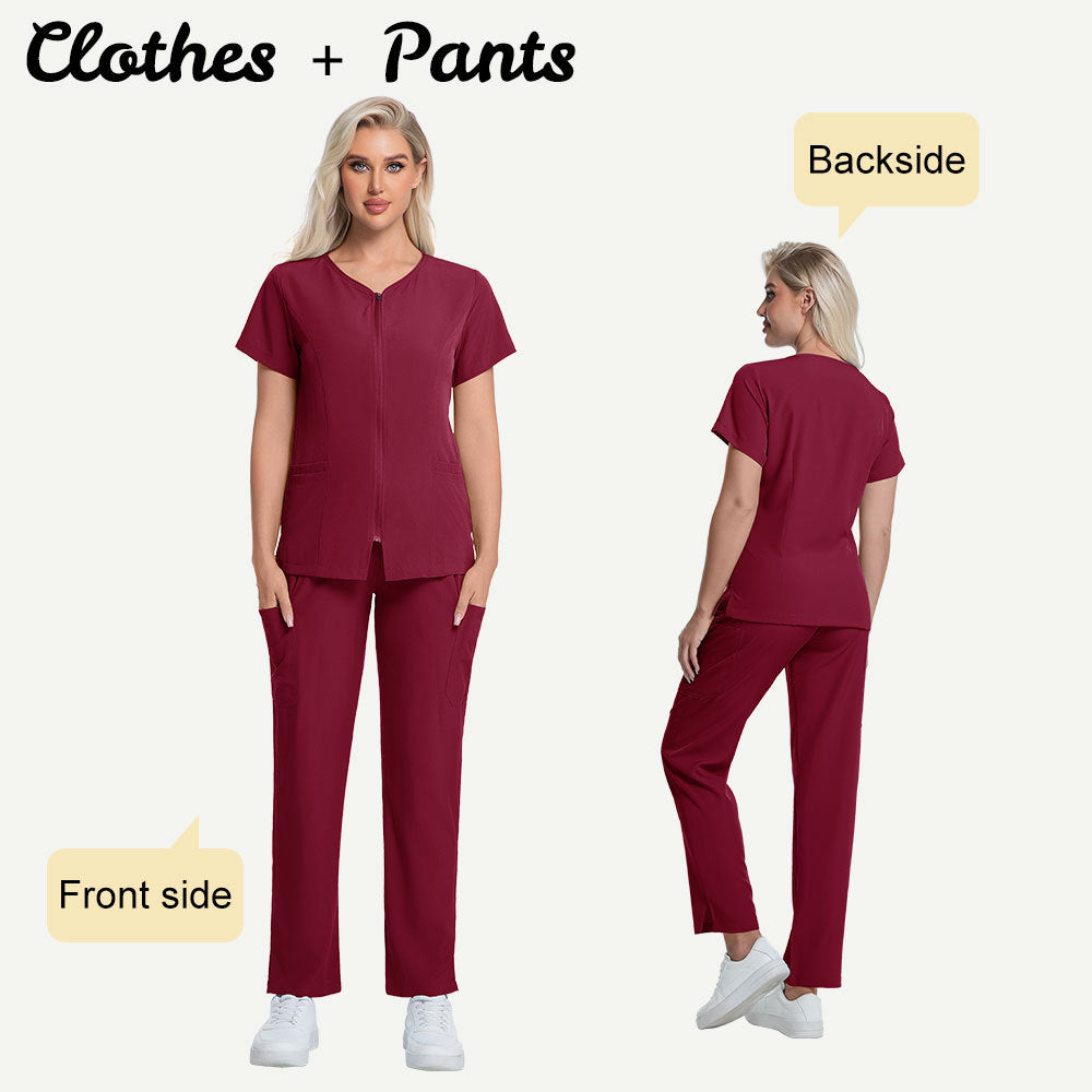 New Solid-color Straight-leg Work Uniform Pants With Zipper For Doctors And Nurses Surgical Scrubs