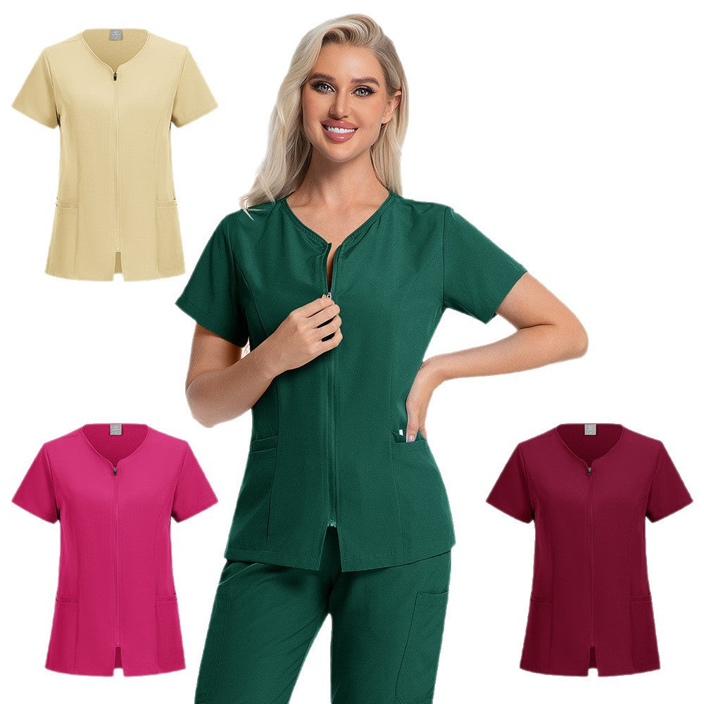 New Solid-color Straight-leg Work Uniform Pants With Zipper For Doctors And Nurses Surgical Scrubs