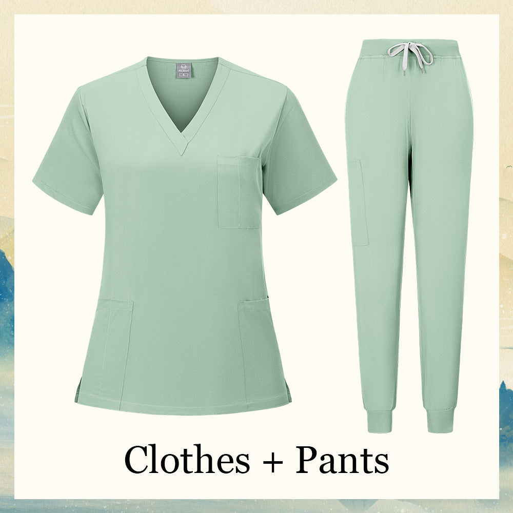 V-neck Nursing Home, Beauty Salon, And Dental Clinic Nurse Uniform, Straight-cut