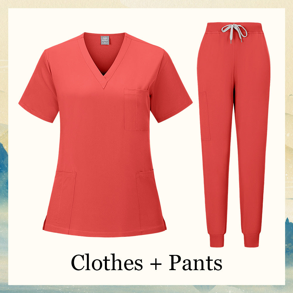 V-neck Nursing Home, Beauty Salon, And Dental Clinic Nurse Uniform, Straight-cut