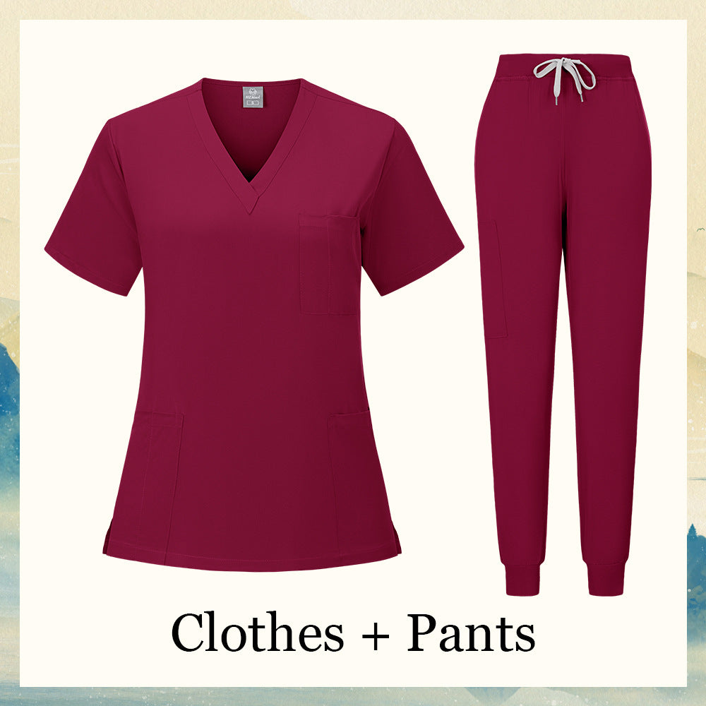 V-neck Nursing Home, Beauty Salon, And Dental Clinic Nurse Uniform, Straight-cut