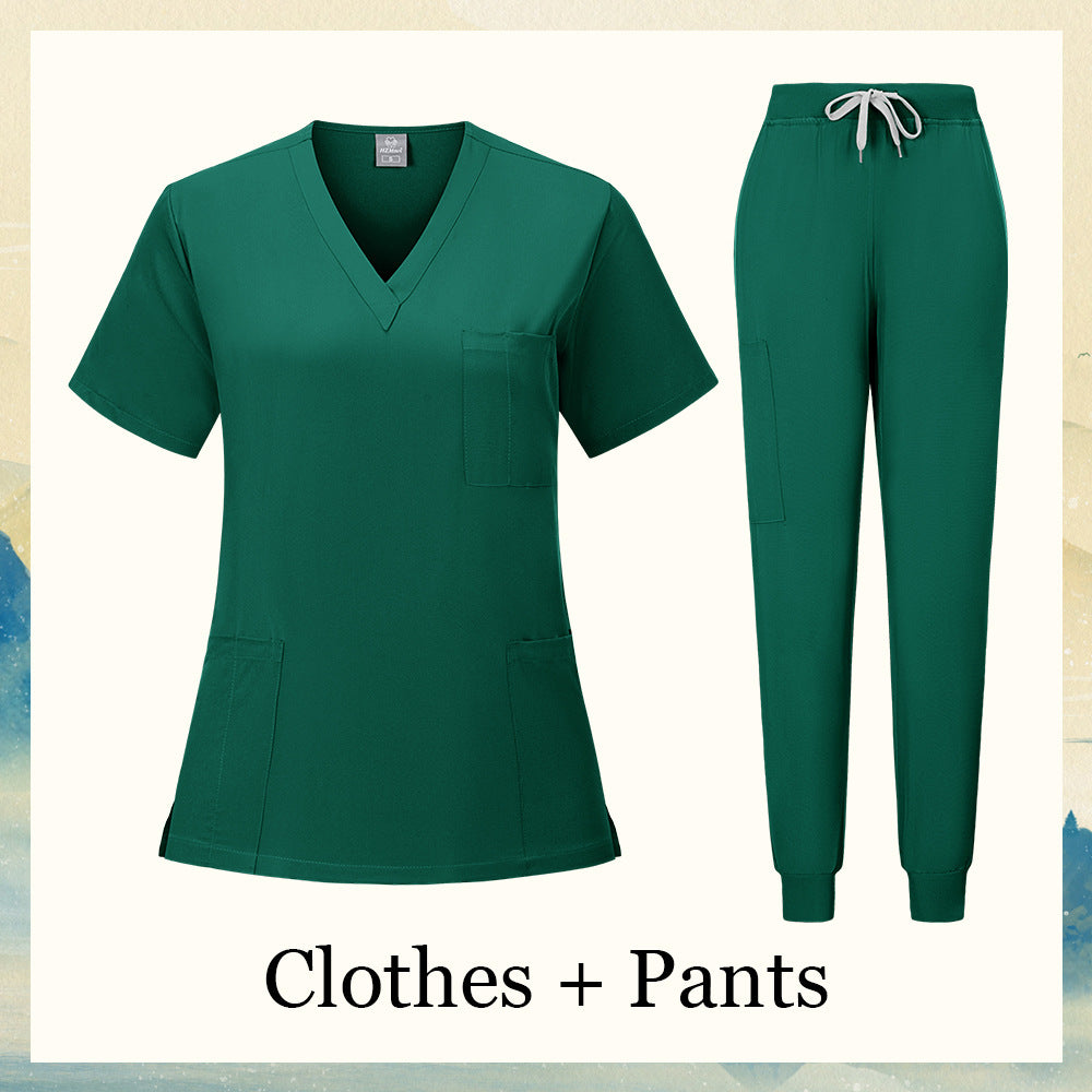 V-neck Nursing Home, Beauty Salon, And Dental Clinic Nurse Uniform, Straight-cut