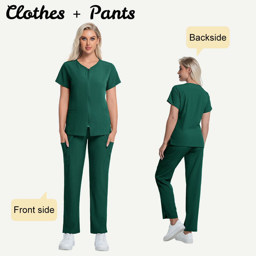 New Solid-color Straight-leg Work Uniform Pants With Zipper For Doctors And Nurses Surgical Scrubs