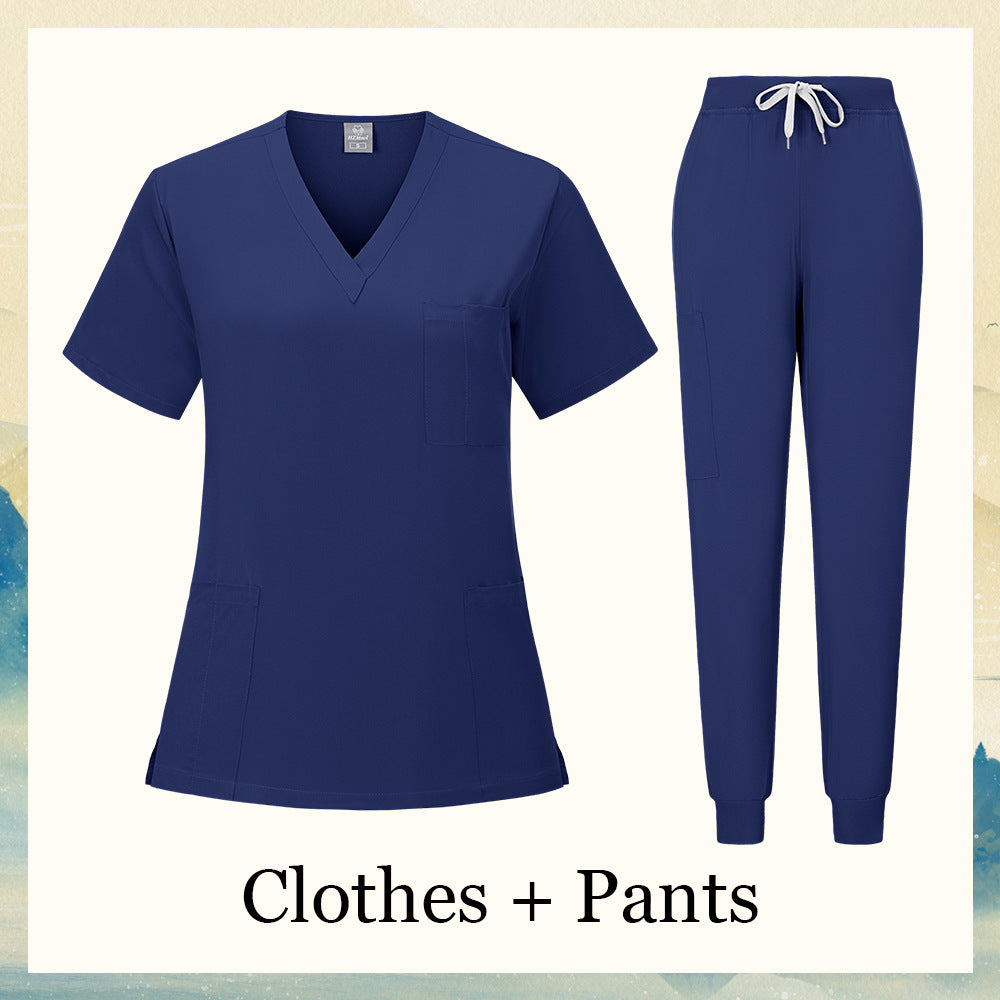 V-neck Nursing Home, Beauty Salon, And Dental Clinic Nurse Uniform, Straight-cut