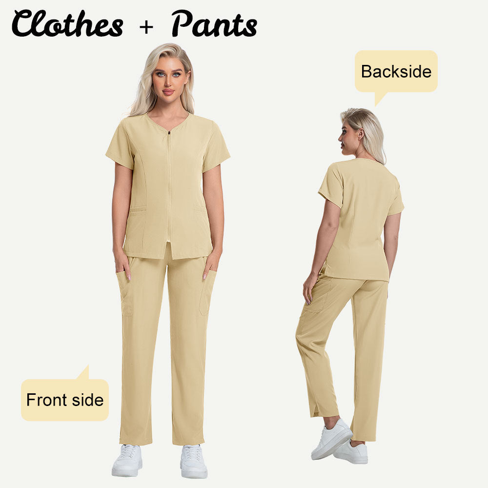 New Solid-color Straight-leg Work Uniform Pants With Zipper For Doctors And Nurses Surgical Scrubs