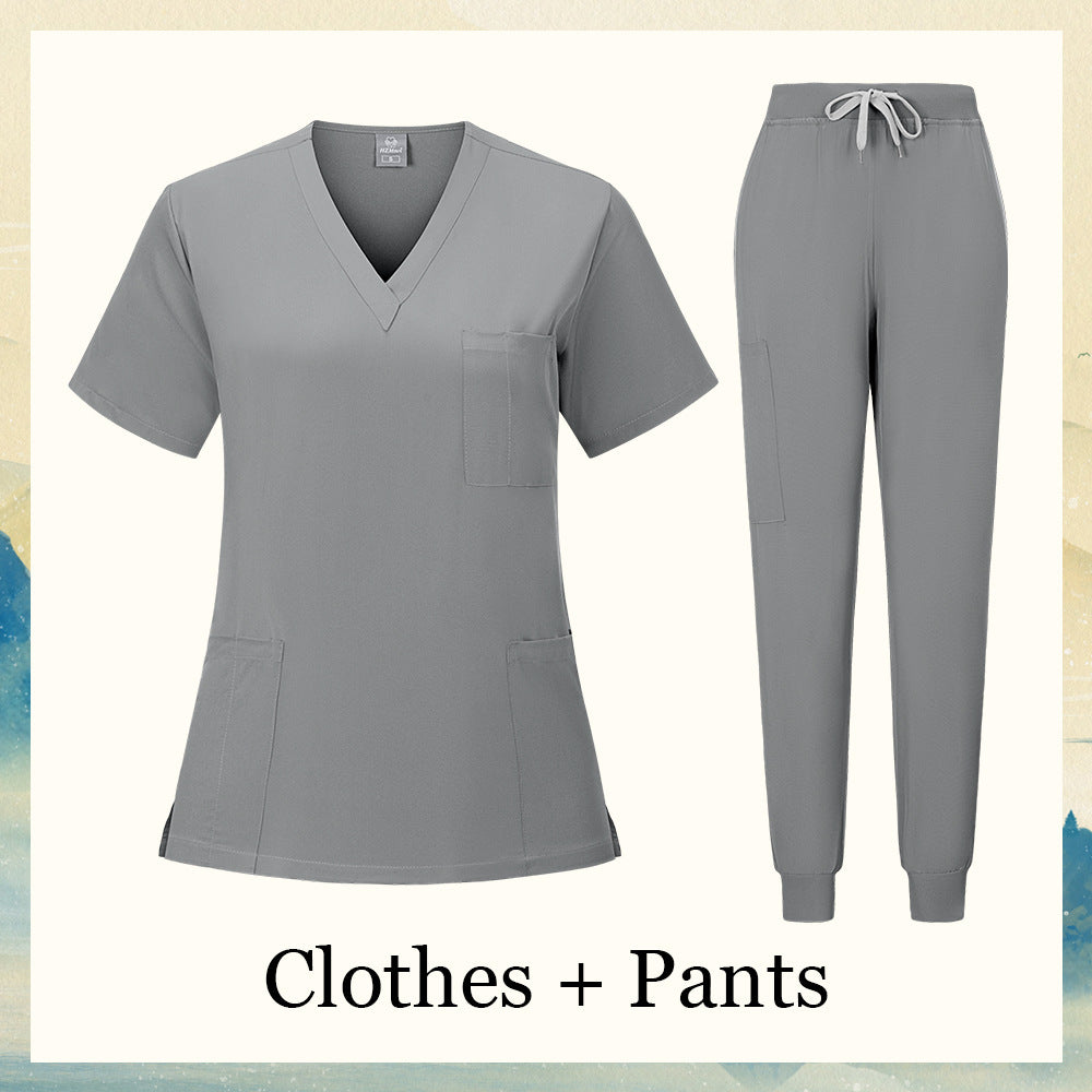 V-neck Nursing Home, Beauty Salon, And Dental Clinic Nurse Uniform, Straight-cut