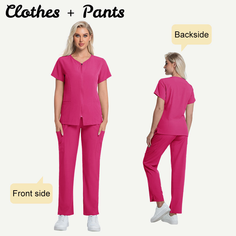 New Solid-color Straight-leg Work Uniform Pants With Zipper For Doctors And Nurses Surgical Scrubs