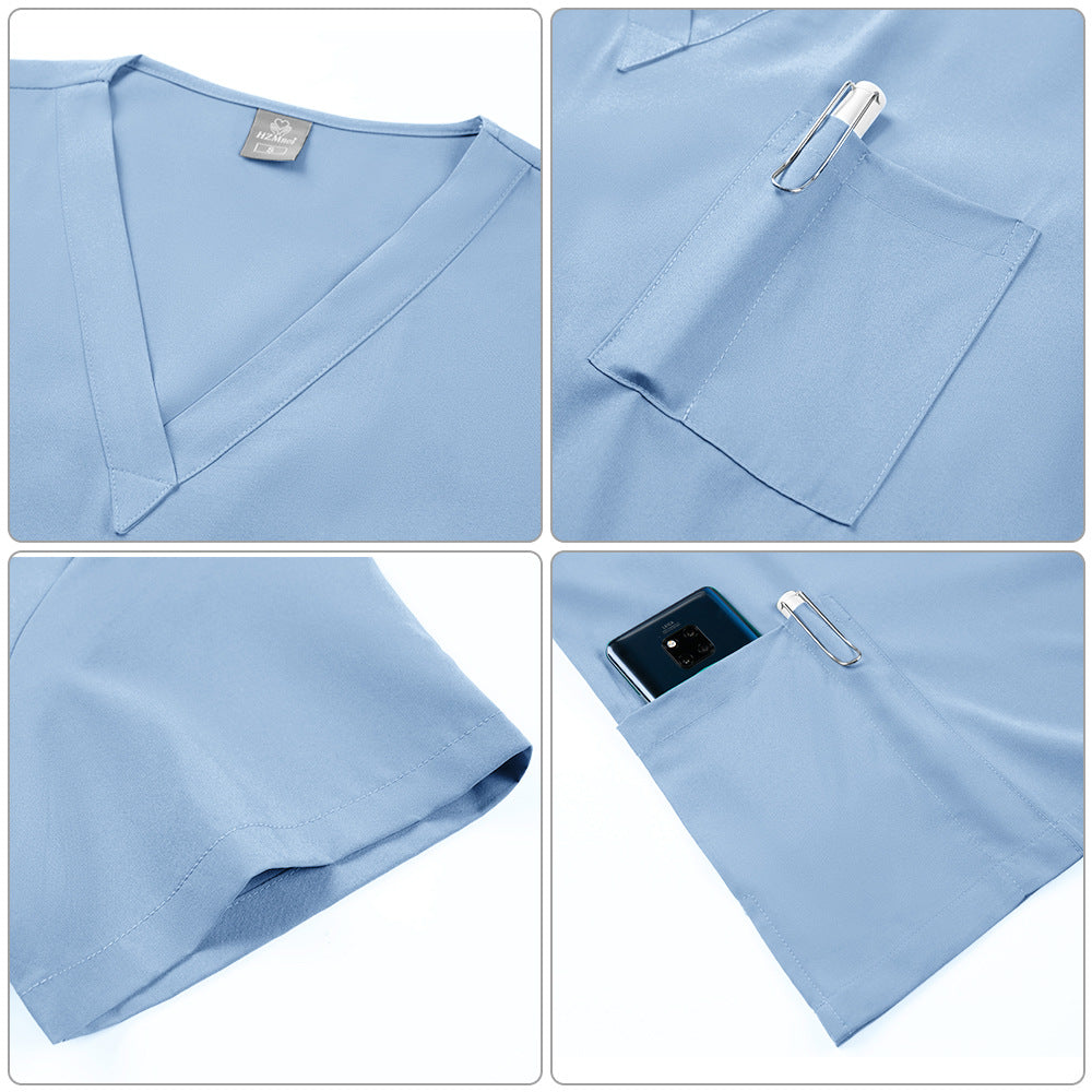 V-neck Nursing Home, Beauty Salon, And Dental Clinic Nurse Uniform, Straight-cut