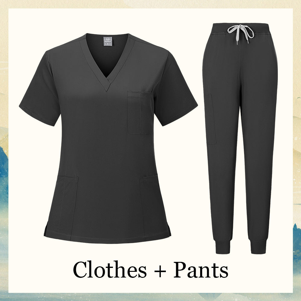 V-neck Nursing Home, Beauty Salon, And Dental Clinic Nurse Uniform, Straight-cut