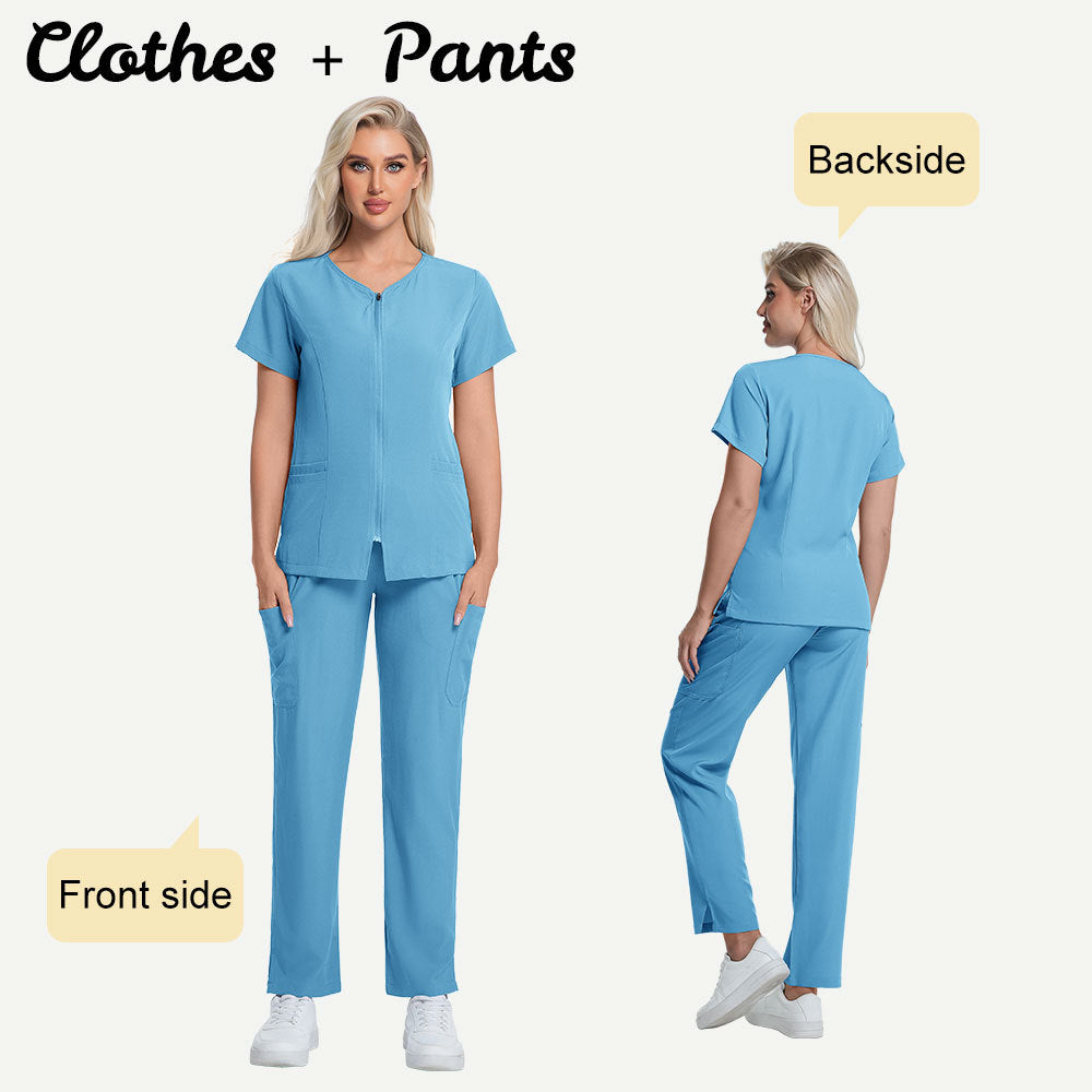 New Solid-color Straight-leg Work Uniform Pants With Zipper For Doctors And Nurses Surgical Scrubs