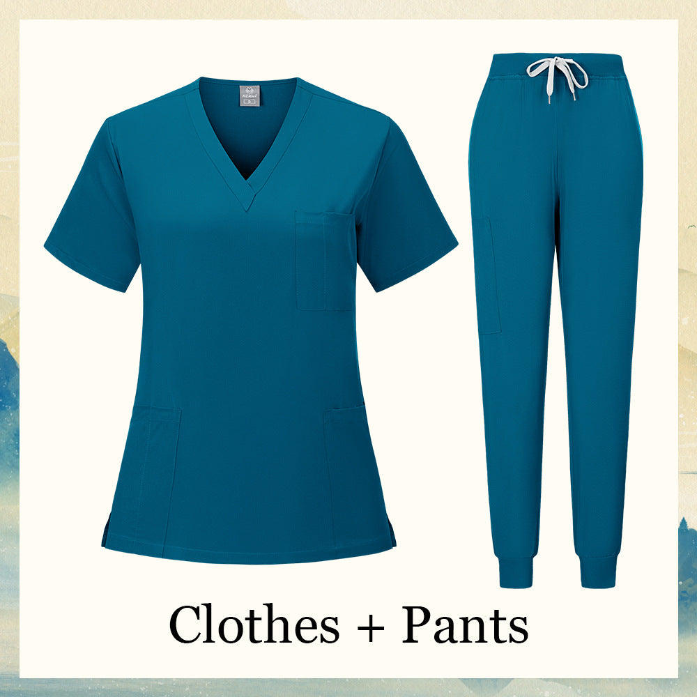 V-neck Nursing Home, Beauty Salon, And Dental Clinic Nurse Uniform, Straight-cut