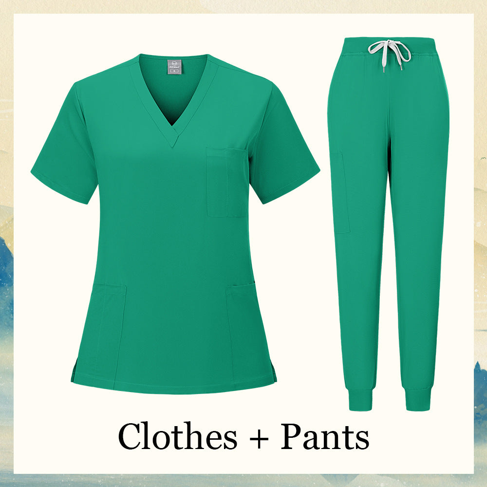 V-neck Nursing Home, Beauty Salon, And Dental Clinic Nurse Uniform, Straight-cut
