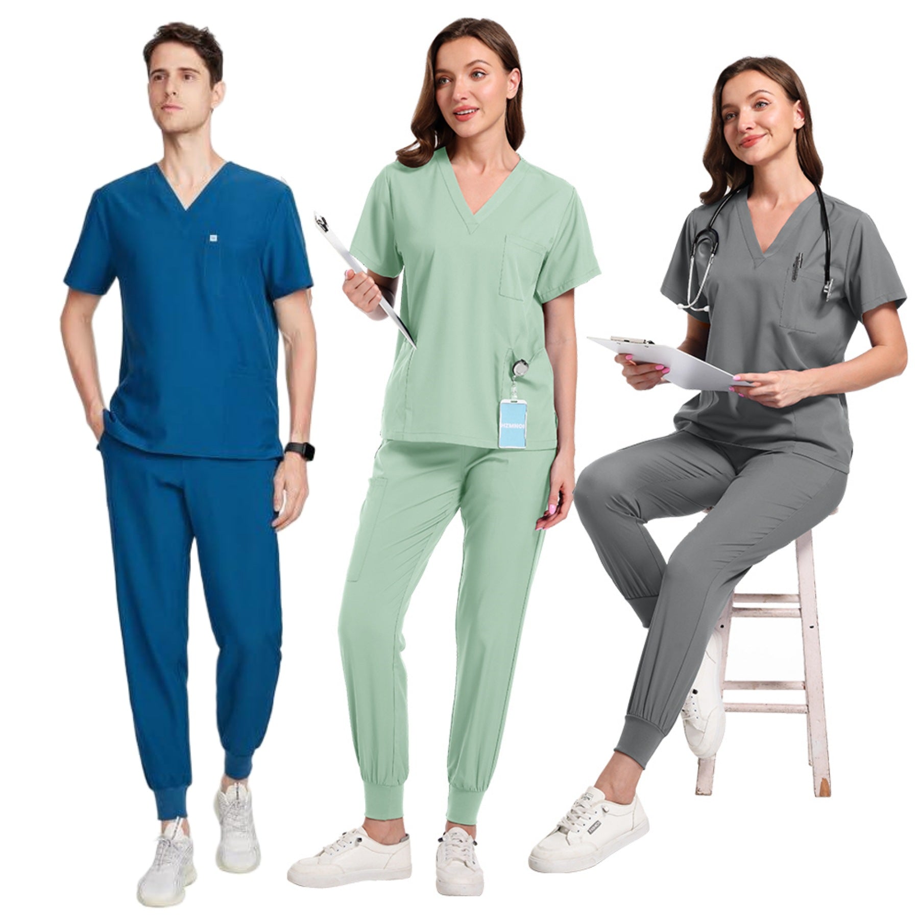 V-neck Nursing Home, Beauty Salon, And Dental Clinic Nurse Uniform, Straight-cut
