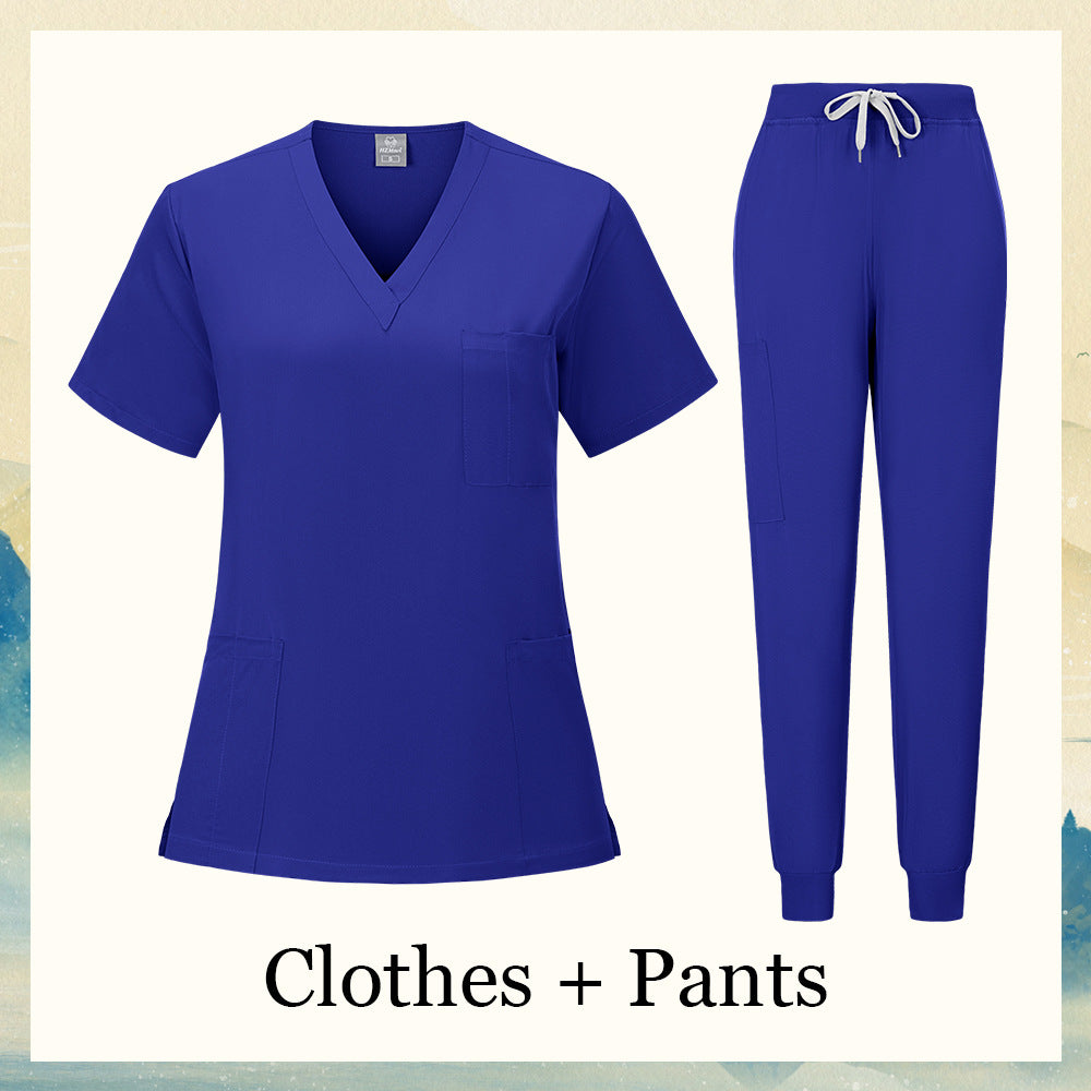 V-neck Nursing Home, Beauty Salon, And Dental Clinic Nurse Uniform, Straight-cut
