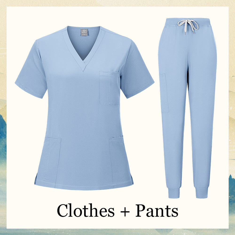 V-neck Nursing Home, Beauty Salon, And Dental Clinic Nurse Uniform, Straight-cut